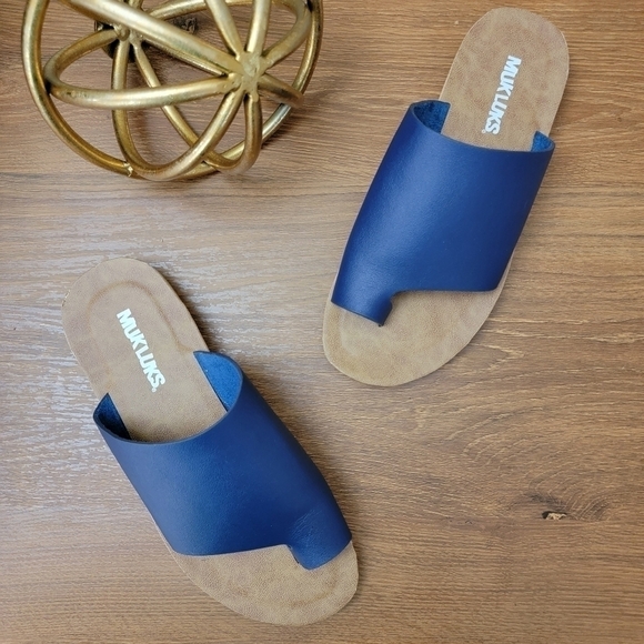 Muk Luks About Face Blue Slip on Toe Wrap Sandals Size 6 - Picture 6 of 16